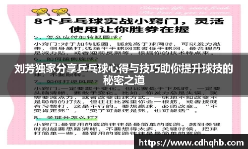 刘芳独家分享乒乓球心得与技巧助你提升球技的秘密之道
